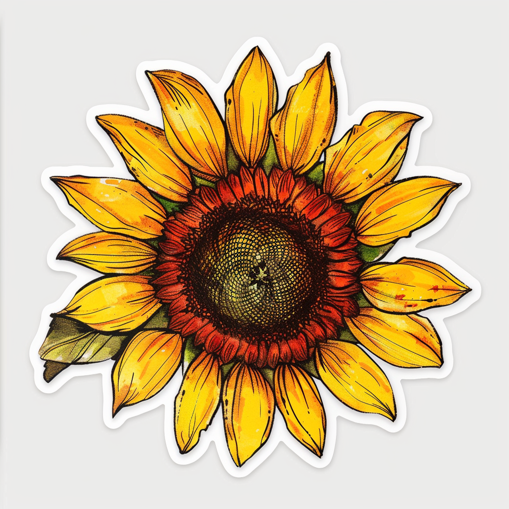 Sunflower flower majestic Expressive surreal Vinyl Decal Sticker for Car, Laptop, Tumbler and more # F022989