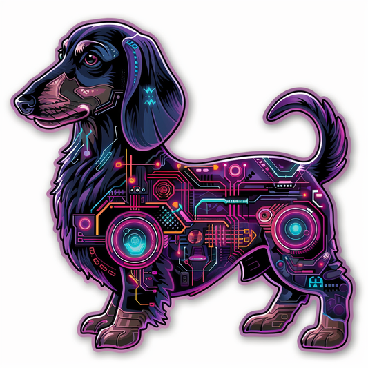 Dachshund Dog cyber punk Vinyl Decal Sticker for Car, Laptop, Tumbler and more # F012867