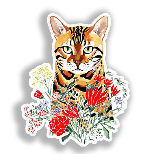Bengal Cat Vinyl Decal Sticker for Car, Laptop, Tumbler and more # A018632-4" x 4"