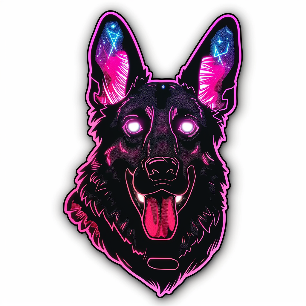 German Shepherd Dog cyber punk Vinyl Decal Sticker for Car, Laptop, Tumbler and more # F011526