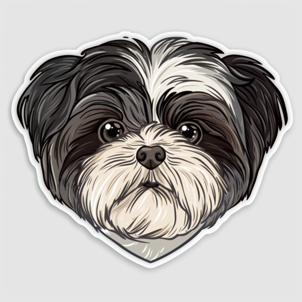 Adorable Shih Tzu Dog Expressive surreal Vinyl Decal Sticker for Car, Laptop, Tumbler and more # F018237