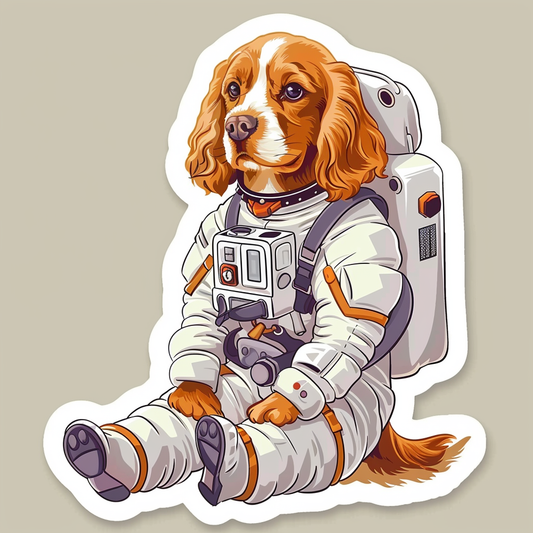 Cocker Spaniel Dog astronaut majestic Expressive surreal Vinyl Decal Sticker for Car, Laptop, Tumbler and more # F020240-4" x 4"