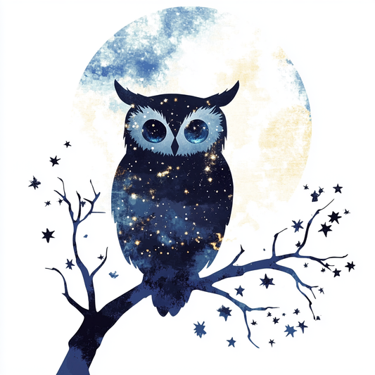 Owl Moon and Stars Vinyl Decal Sticker for Car, Laptop, Tumbler and more # F025718