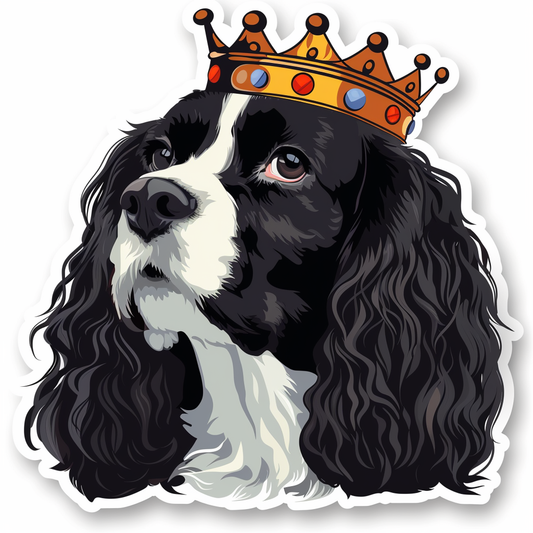 Cocker Spaniel Dog crowned majestic Expressive surreal Vinyl Decal Sticker for Car, Laptop, Tumbler and more # F020267-4" x 4"