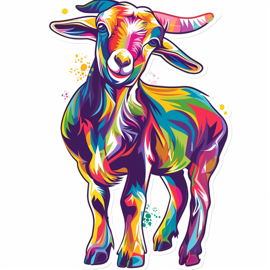 Goat majestic Expressive surreal Vinyl Decal Sticker for Car, Laptop, Tumbler and more # F020633-4" x 4"