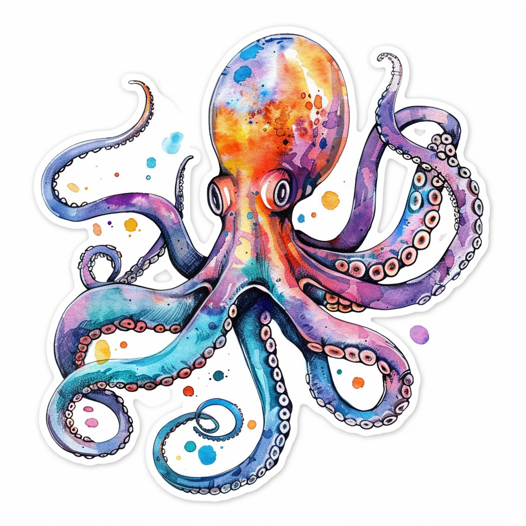 Sticker of an Octopus astronaut majestic Expressive surreal Vinyl Decal Sticker for Car, Laptop, Tumbler and more # F015649