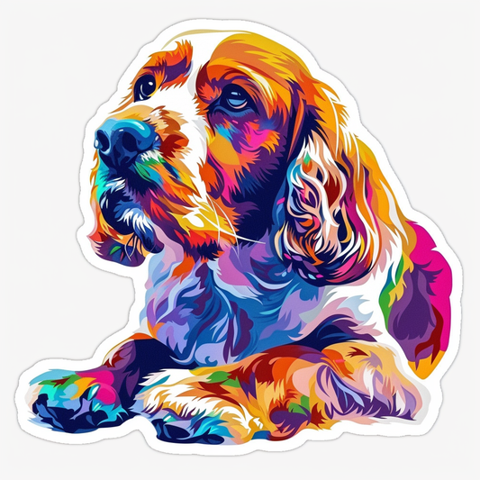 Cocker Spaniel Dog majestic Expressive surreal Vinyl Decal Sticker for Car, Laptop, Tumbler and more # F020295-4" x 4"
