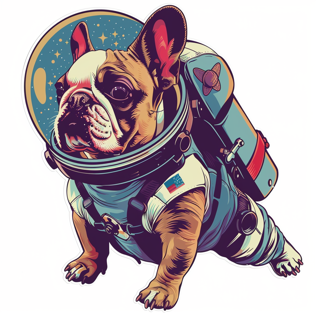 Bulldog Dog astronaut majestic Expressive surreal Vinyl Decal Sticker for Car, Laptop, Tumbler and more # F017312