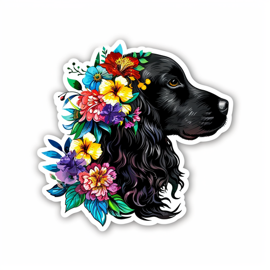 Cocker Spaniel Dog floral majestic Expressive surreal Vinyl Decal Sticker for Car, Laptop, Tumbler and more # F020087-4" x 4"