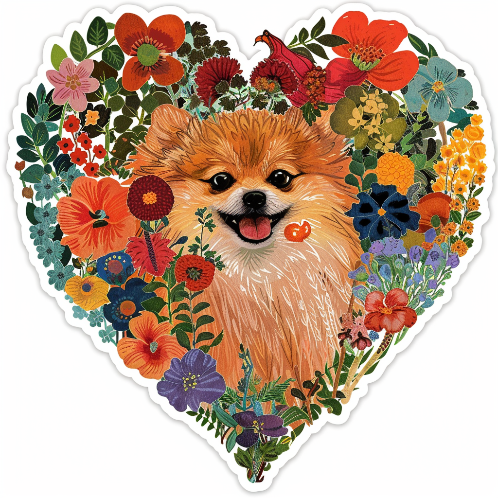 Sticker of a Pomeranian Dog majestic Expressive surreal Heartcore Vinyl Decal Sticker for Car, Laptop, Tumbler and more # F014068