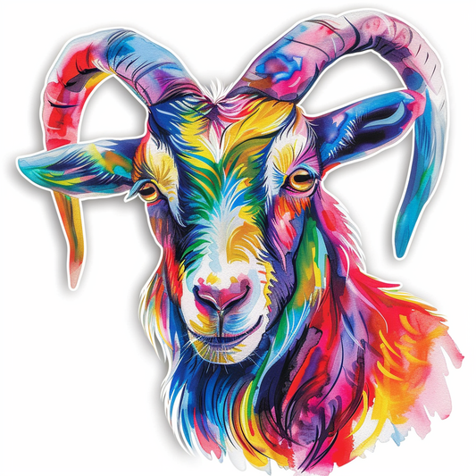 Goat majestic Expressive surreal Vinyl Decal Sticker for Car, Laptop, Tumbler and more # F020414-4" x 4"