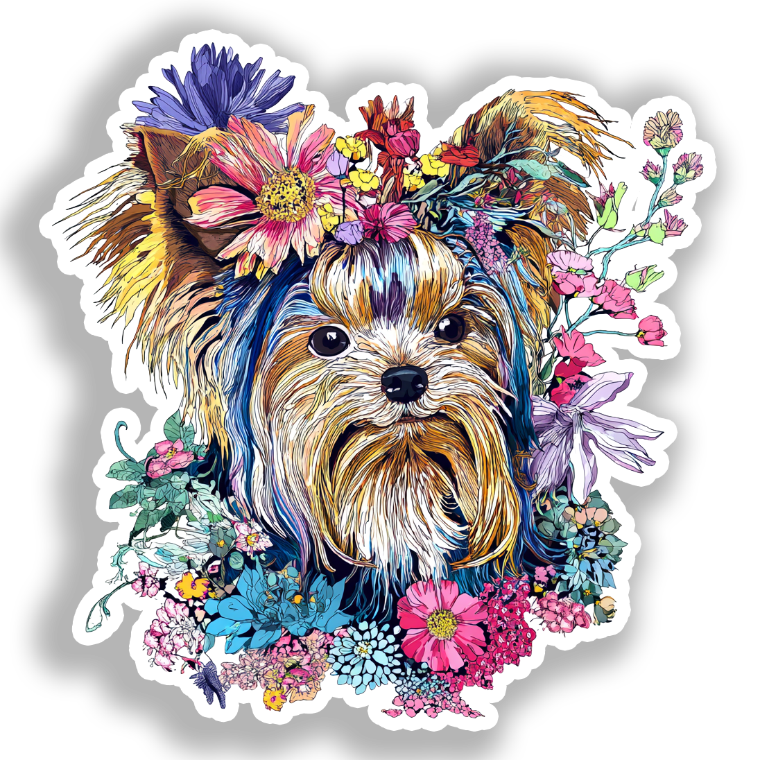 Yorkshire Terrier Dog Vinyl Decal Sticker for Car, Laptop, Tumbler and more # A017200-4" x 4"