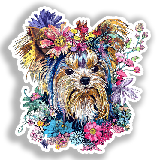Yorkshire Terrier Dog Vinyl Decal Sticker for Car, Laptop, Tumbler and more # A017200-4" x 4"