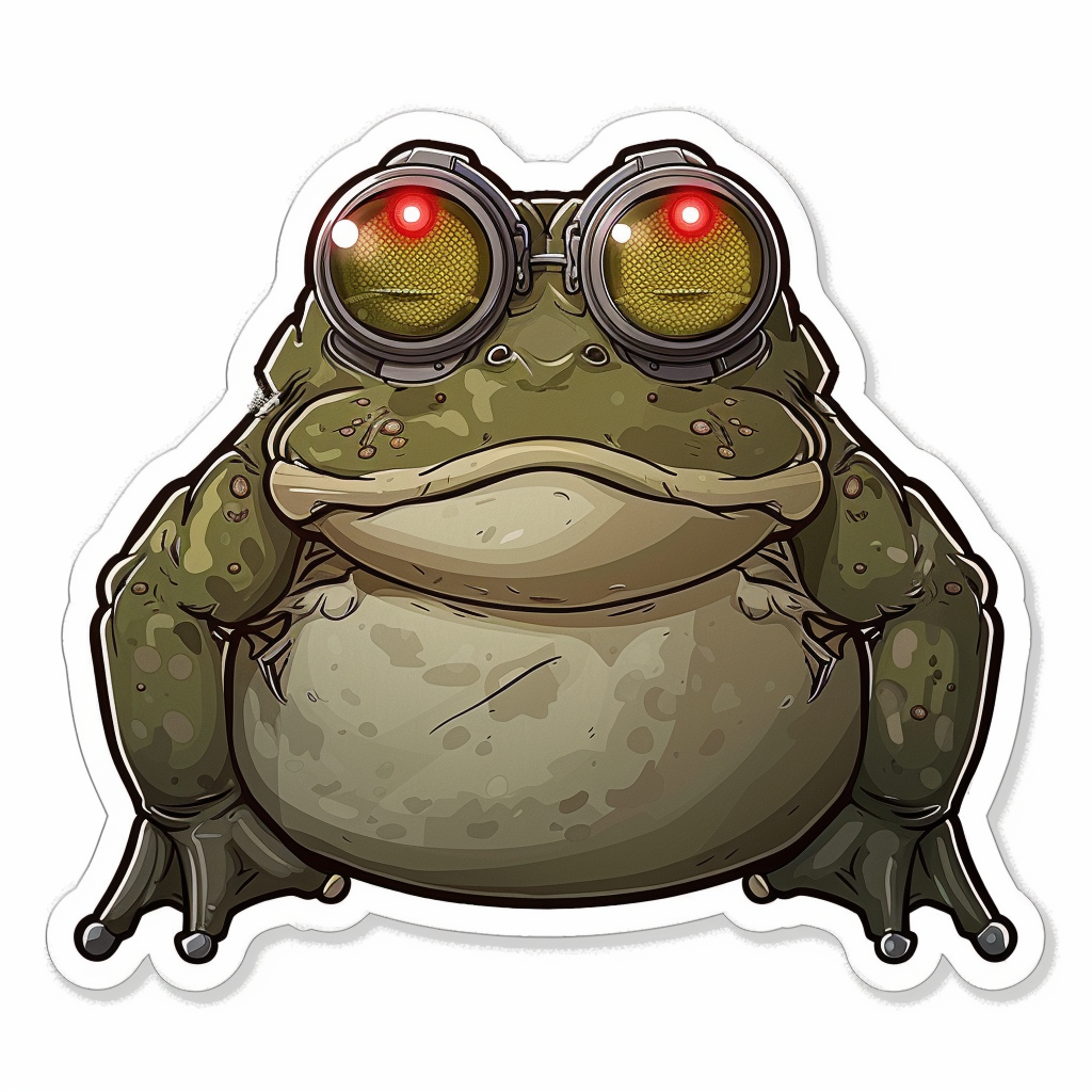 Sticker of a Frog cute and adorable Expressive surreal Vinyl Decal Sticker for Car, Laptop, Tumbler and more # F016733