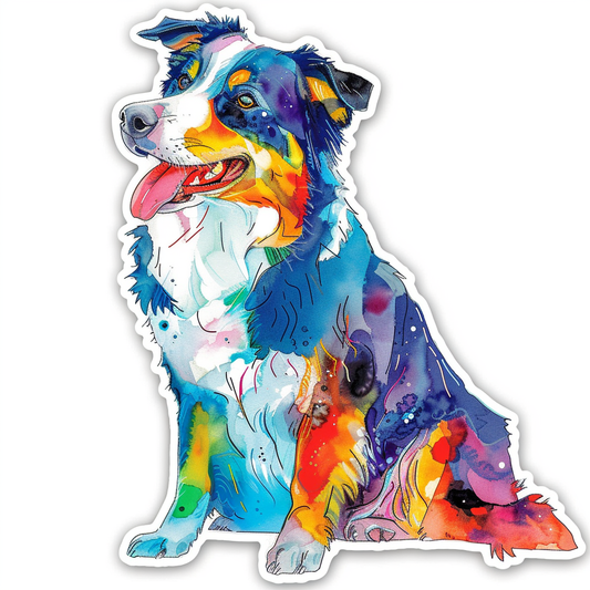 Border Collie Dog majestic Expressive surreal Vinyl Decal Sticker for Car, Laptop, Tumbler and more # F021800-4" x 4"