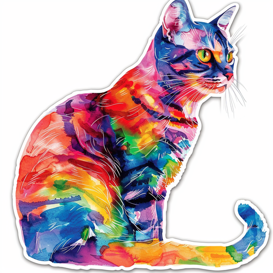 American Shorthair Cat majestic Expressive surreal Vinyl Decal Sticker for Car, Laptop, Tumbler and more # F019841-4" x 4"
