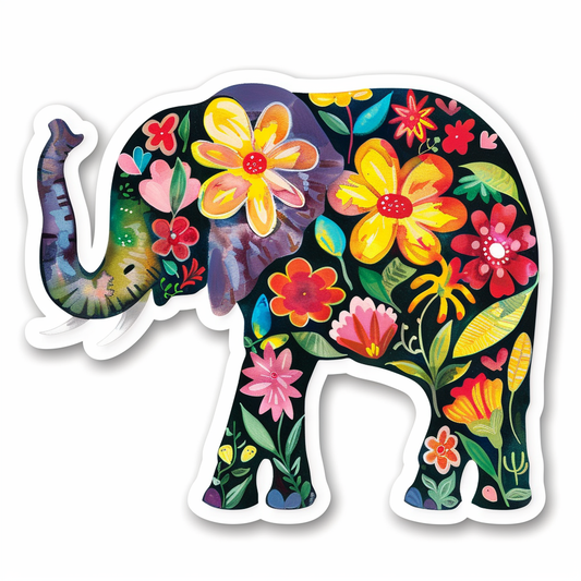 Elephant Expressive surreal Vinyl Decal Sticker for Car, Laptop, Tumbler and more # F022275-4" x 4"