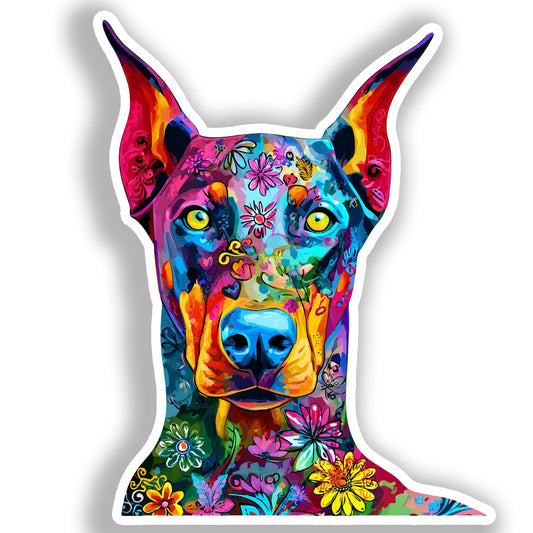 Doberman Pnscher Dog Vinyl Decal Sticker for Car, Laptop, Tumbler and more # A019688-4" x 4"