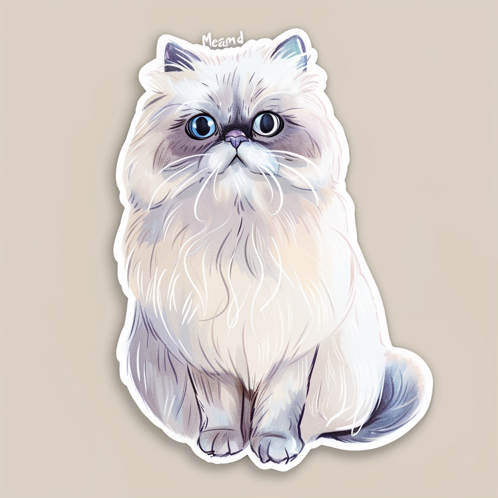 Sticker of a Persian Cat majestic Expressive surreal Vinyl Decal Sticker for Car, Laptop, Tumbler and more # F016362