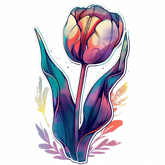 Sticker of a Tulip flower Vinyl Decal Sticker for Car, Laptop, Tumbler and more # F023446