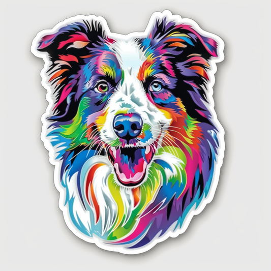 Border Collie Dog majestic Expressive surreal Vinyl Decal Sticker for Car, Laptop, Tumbler and more # F021721-4" x 4"