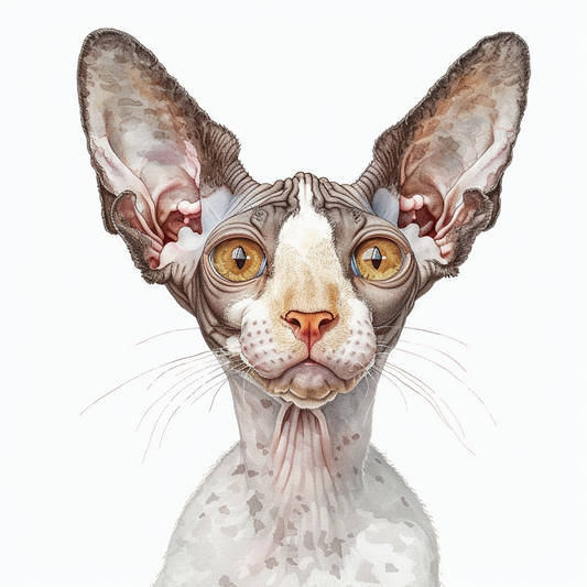 Adorable Cornish Rex Cat Expressive surreal Vinyl Decal Sticker for Car, Laptop, Tumbler and more # F021489-4" x 4"