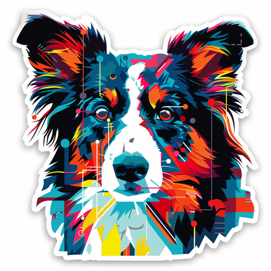 Border Collie Dog majestic Expressive surreal Vinyl Decal Sticker for Car, Laptop, Tumbler and more # F021812-4" x 4"