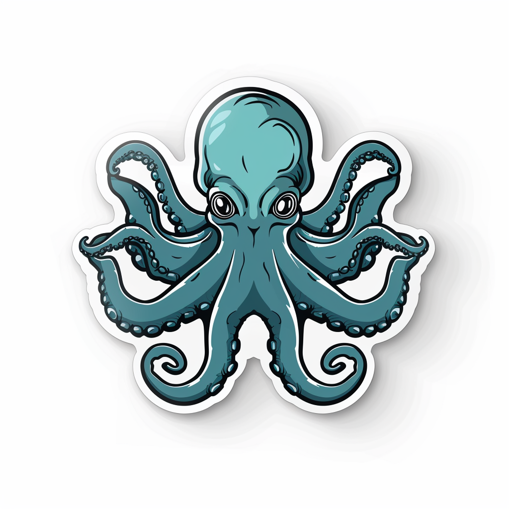 Sticker of a Octopus heartcore majestic Expressive surreal Vinyl Decal Sticker for Car, Laptop, Tumbler and more # F015476