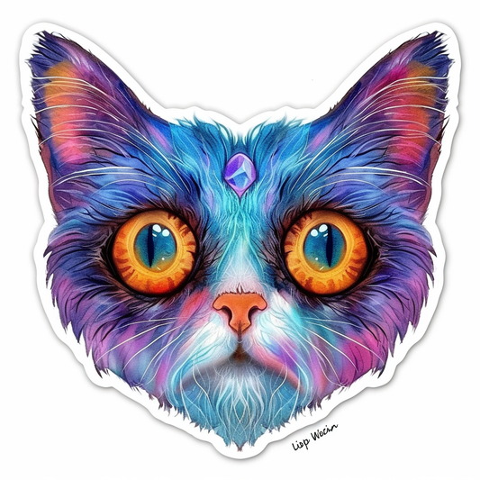 Adorable Turkish Angora Cat  Vinyl Decal Sticker for Car, Laptop, Tumbler and more # F020938-4" x 4"