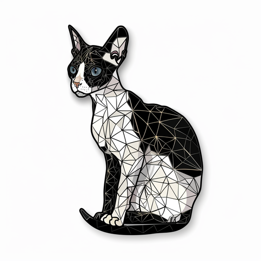 Adorable Cornish Rex Cat Expressive surreal Vinyl Decal Sticker for Car, Laptop, Tumbler and more # F021462-4" x 4"