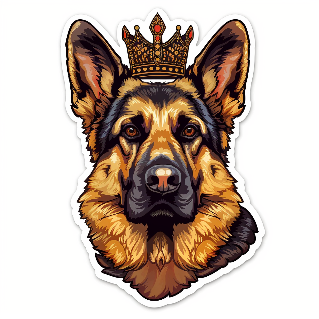 German Shepherd Dog crowned Vinyl Decal Sticker for Car, Laptop, Tumbler and more # F011483