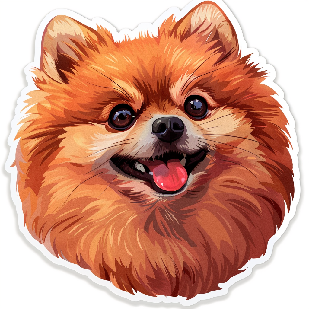 Sticker of a Pomeranian Dog majestic Expressive surreal Vinyl Decal Sticker for Car, Laptop, Tumbler and more # F013811