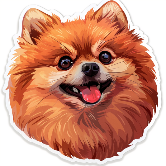 Sticker of a Pomeranian Dog majestic Expressive surreal Vinyl Decal Sticker for Car, Laptop, Tumbler and more # F013811