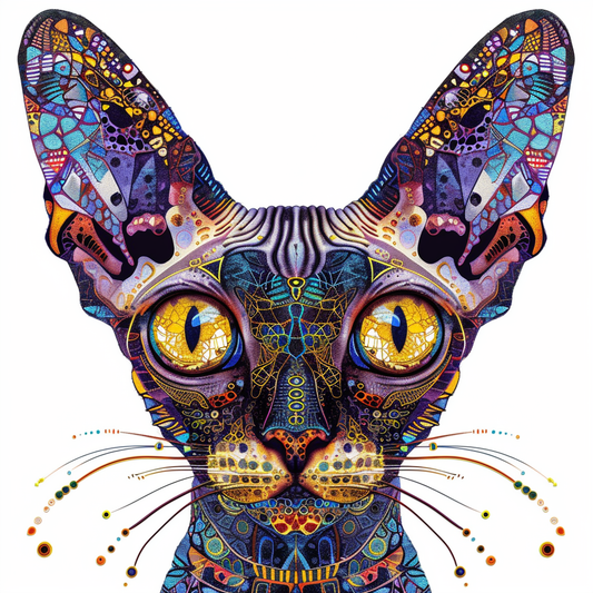 Adorable Cornish Rex Cat Expressive surreal Vinyl Decal Sticker for Car, Laptop, Tumbler and more # F021472-4" x 4"