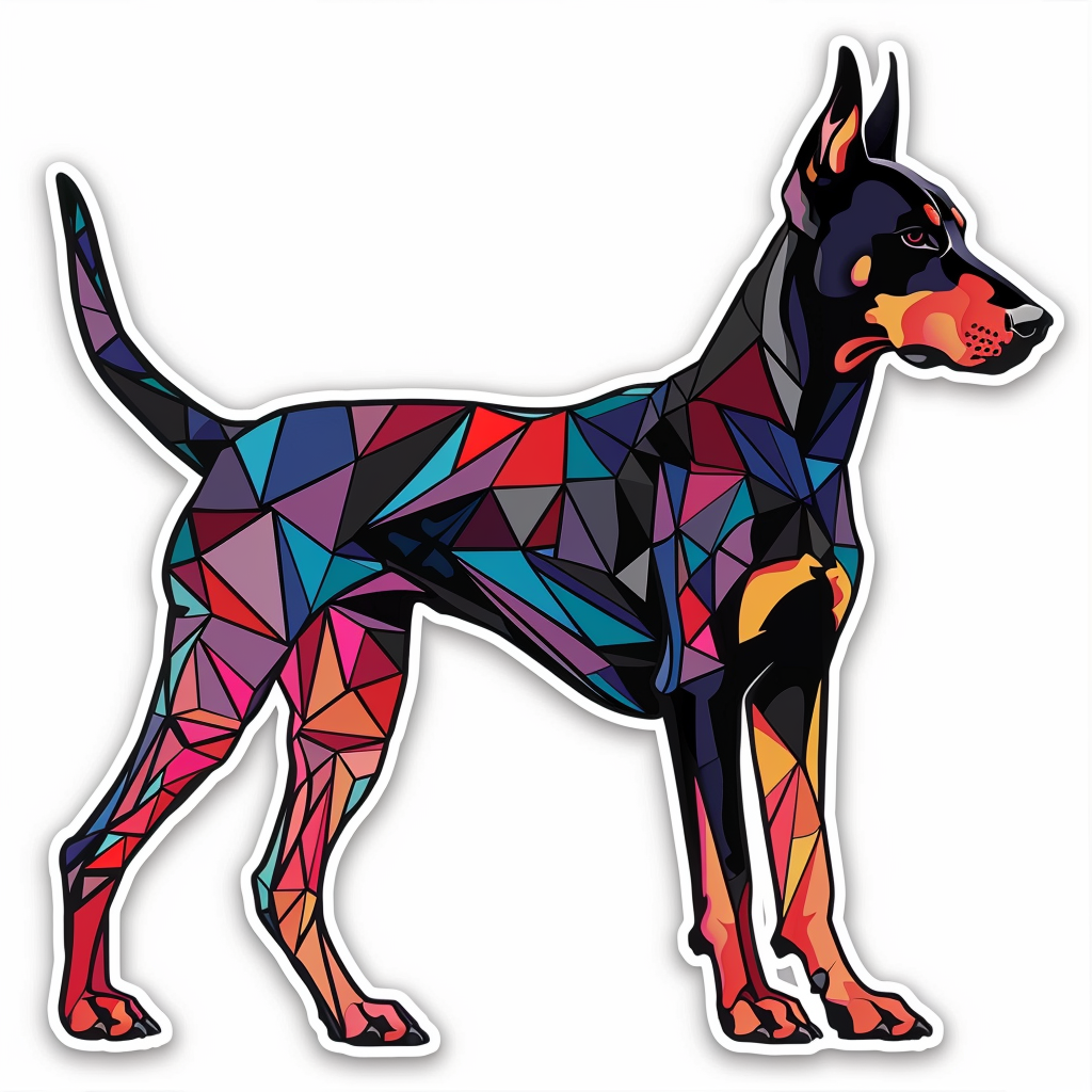 Doberman Pinscher Dog cyber punk Expressive surreal Vinyl Decal Sticker for Car, Laptop, Tumbler and more # F019421-4" x 4"