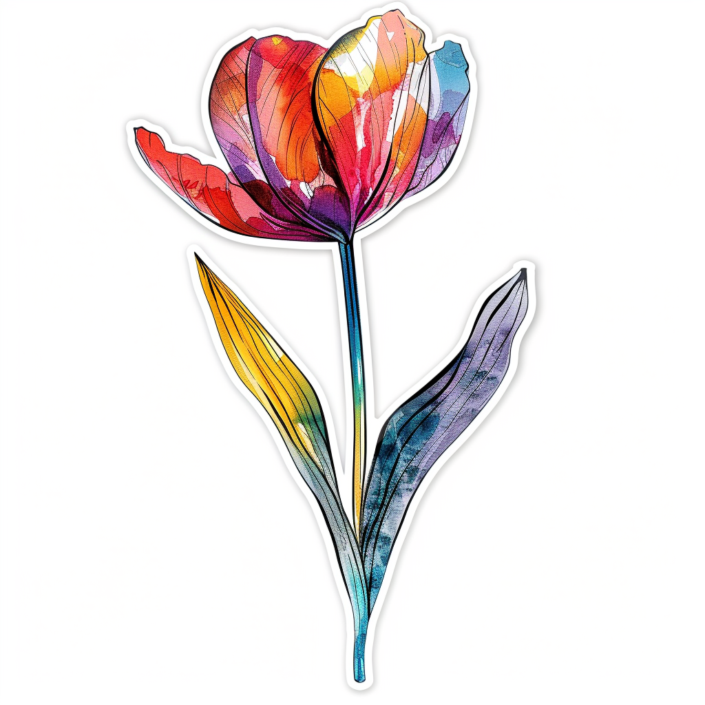 Sticker of a Tulip flower Vinyl Decal Sticker for Car, Laptop, Tumbler and more # F023403
