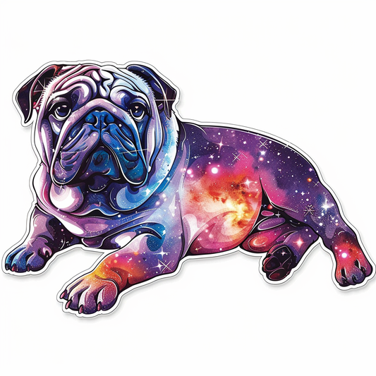 Bulldog Dog galaxy majestic Expressive surreal Vinyl Decal Sticker for Car, Laptop, Tumbler and more # F017499