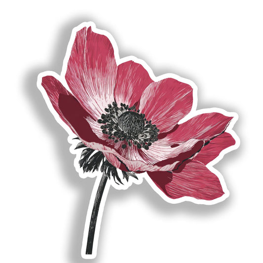 Anemone Flower Vinyl Decal Sticker for Car, Laptop, Tumbler and more # A018748-4" x 4"