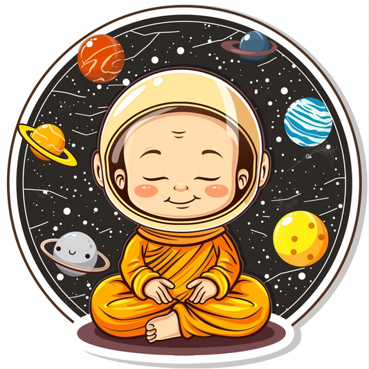 Sticker of a Cute and Adorable Buddha full body space Expressive surreal Vinyl Decal Sticker for Car, Laptop, Tumbler and more # F017174