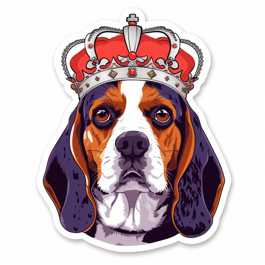 Beagle dog crowned Vinyl Decal Sticker for Car, Laptop, Tumbler and more # F011873