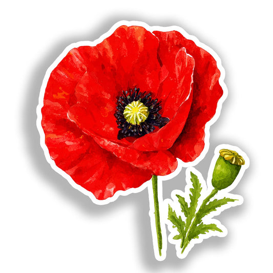 Poppy Flower Vinyl Decal Sticker for Car, Laptop, Tumbler and more # A019281-4" x 4"