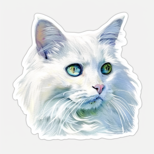 Adorable Turkish Angora Cat  Vinyl Decal Sticker for Car, Laptop, Tumbler and more # F020956-4" x 4"