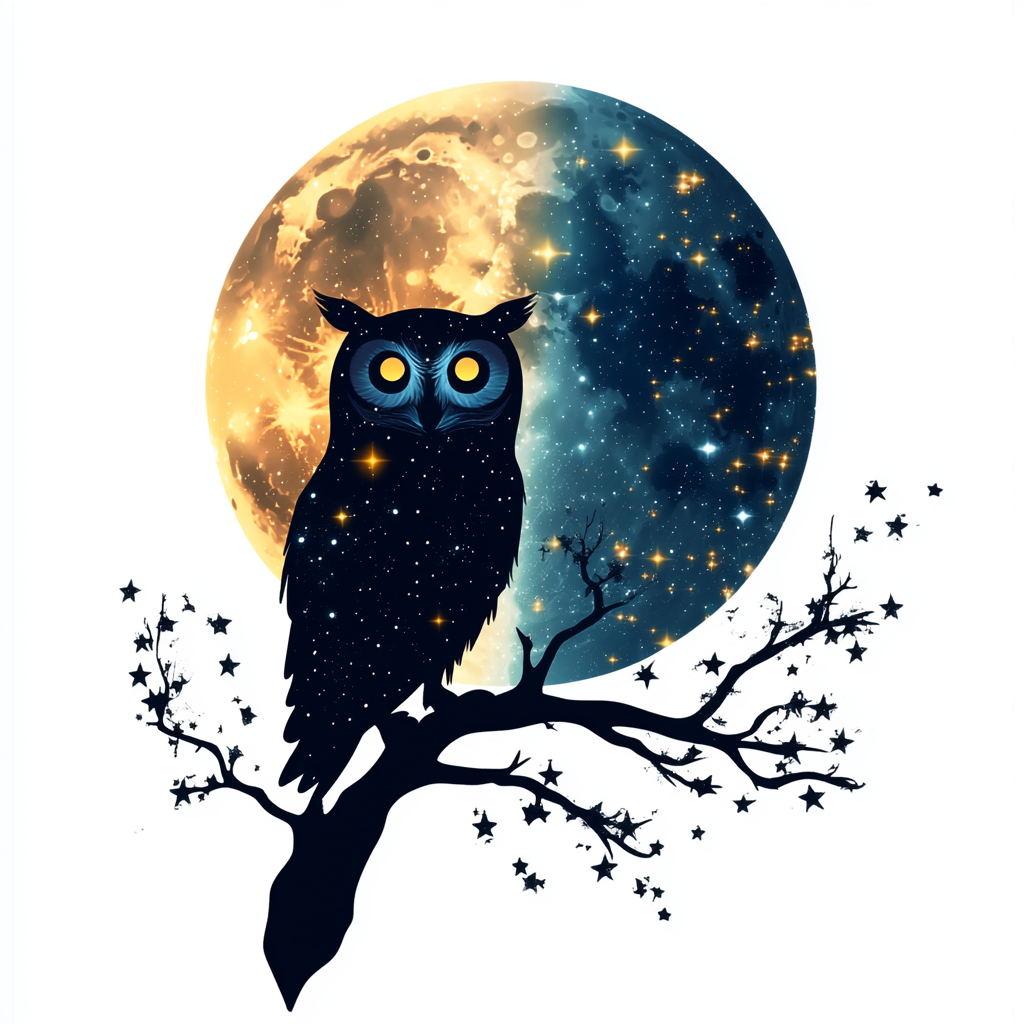 Owl Moon and Stars Vinyl Decal Sticker for Car, Laptop, Tumbler and more # F025749