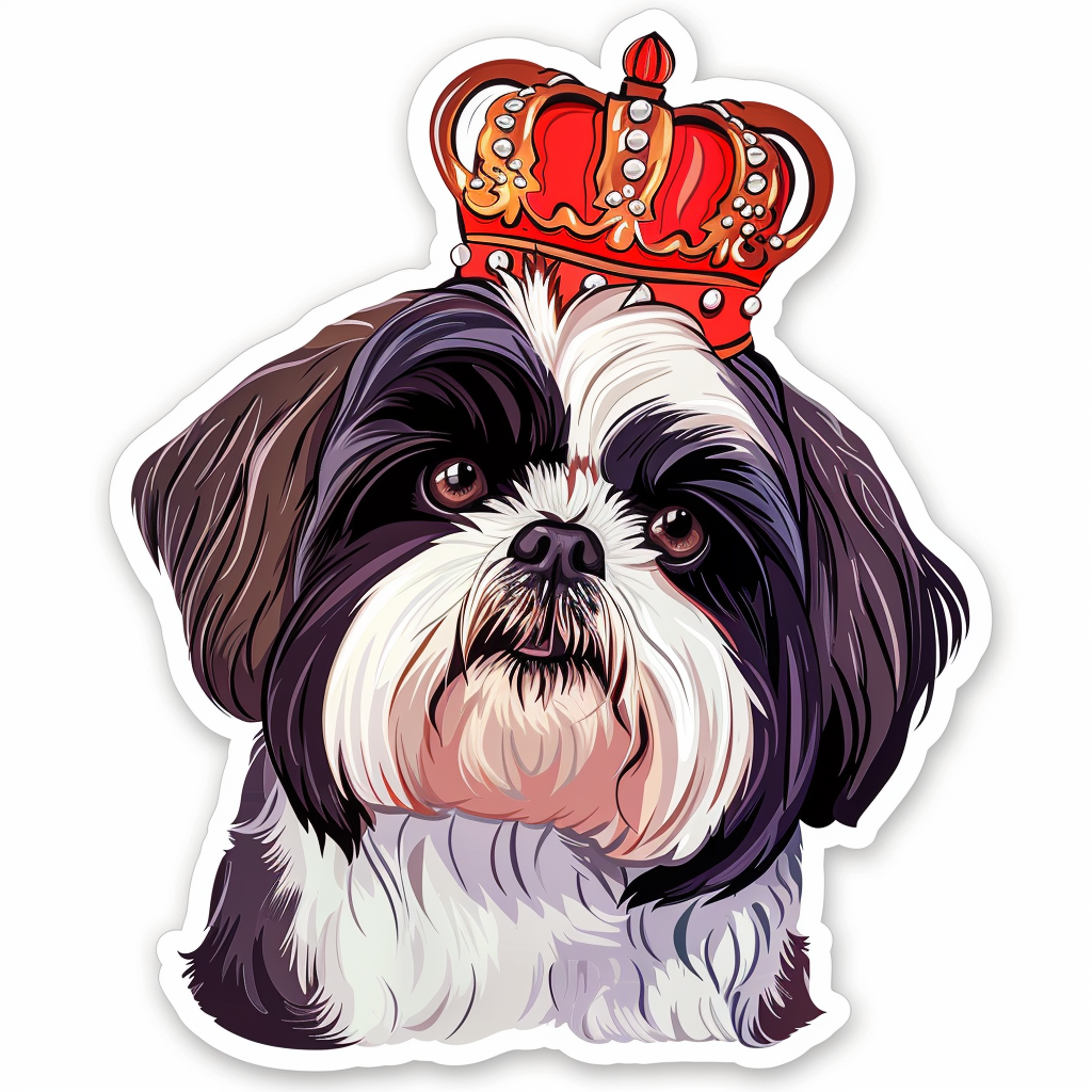 Adorable Shih Tzu Dog Expressive surreal Vinyl Decal Sticker for Car, Laptop, Tumbler and more # F018428