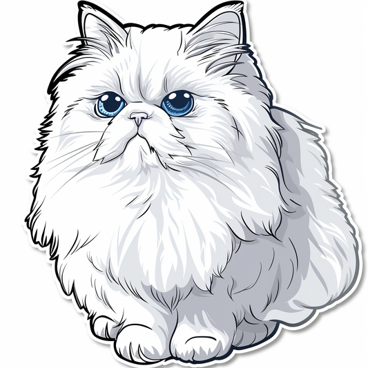 Persian Cat Expressive surreal Vinyl Decal Sticker for Car, Laptop, Tumbler and more # F016509