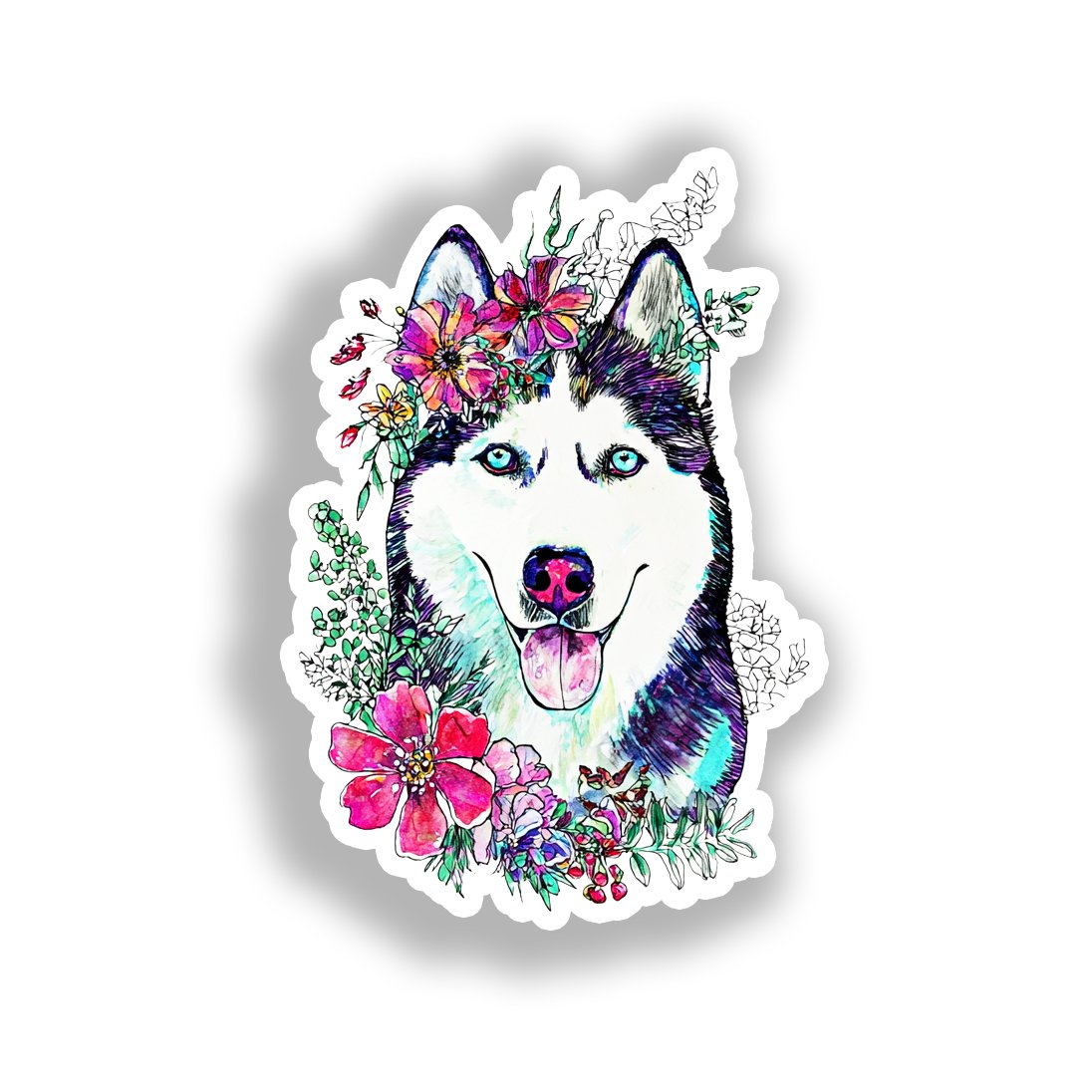 Siberian Husky Dog Vinyl Decal Sticker for Car, Laptop, Tumbler and more # A019196-4" x 4"