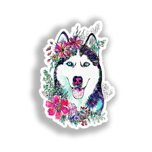 Siberian Husky Dog Vinyl Decal Sticker for Car, Laptop, Tumbler and more # A019196-4" x 4"