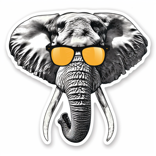 Elephant Expressive surreal Vinyl Decal Sticker for Car, Laptop, Tumbler and more # F022222-4" x 4"