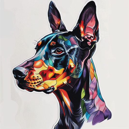 Sticker of a Doberman Pinscher Dog majestic Expressive surreal Vinyl Decal Sticker for Car, Laptop, Tumbler and more # F019205