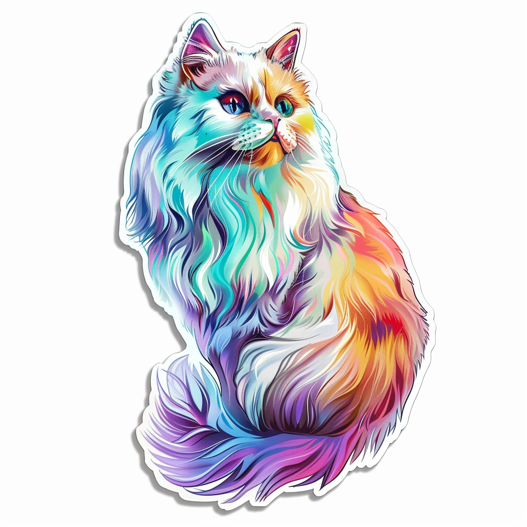 Sticker of a Persian Cat majestic Expressive surreal Vinyl Decal Sticker for Car, Laptop, Tumbler and more # F016352